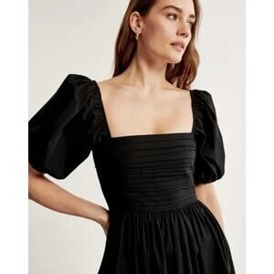 Abercrombie & Fitch Emerson Poplin Puff Sleeve Mini Dress Black XL Tall NWT